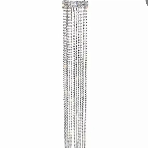 Silver Rhinestone Tassel Hair Clip Glamorous - Picture 9 of 12